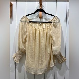 Entro blouse with ruffle sleeves. Adorable! And a subtle print.